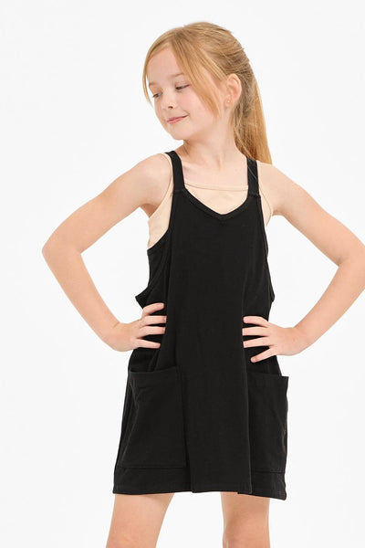 Relaxed Tank Dress with Built-In Romper Lining: Blue Aqua