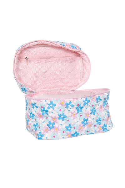 Dainty Floral Makeup Bag for Travel: Pink