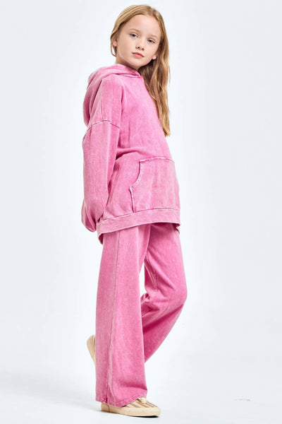 Mineral wash wide leg sweatpants: Pink