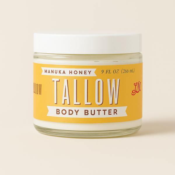 Manuka Honey + Rosehip Tallow Body Butter – Deeply Nourishing & Repairing Natural Skincare: 9oz