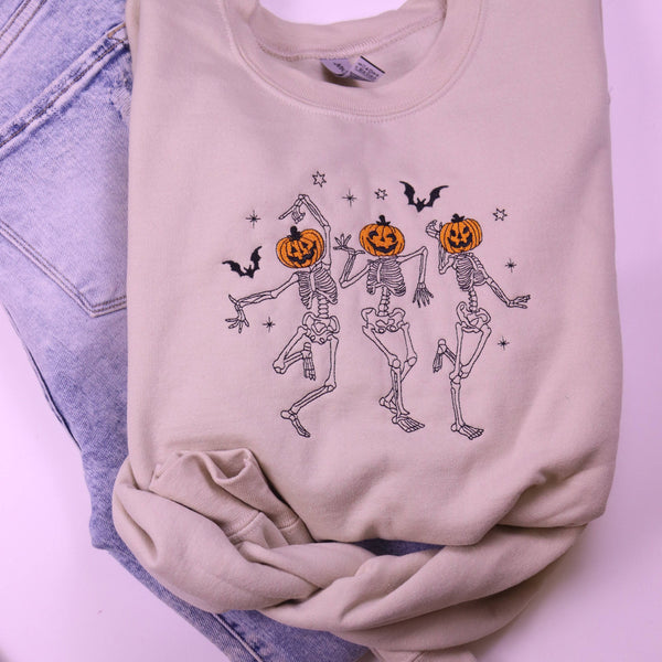 Dancing Skeleton Heads Halloween Sweatshirt: