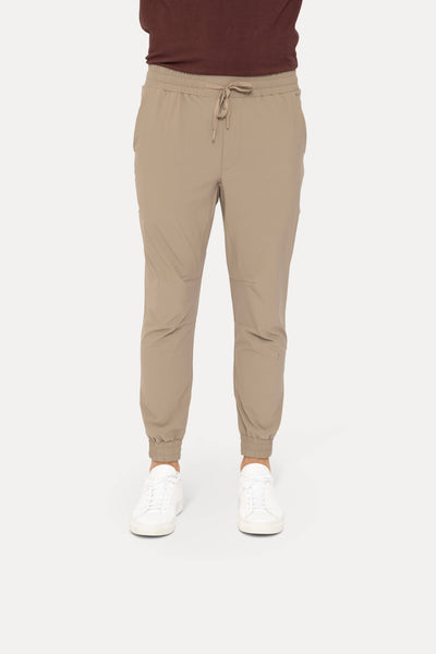 High-Waisted Zip-Up Ankle Joggers: BLACK OLIVE
