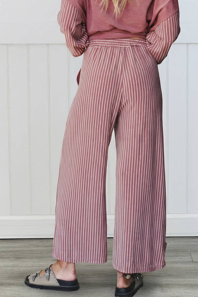 LAS Striped Patchwork Pocket Casual 2pcs Lounge Set