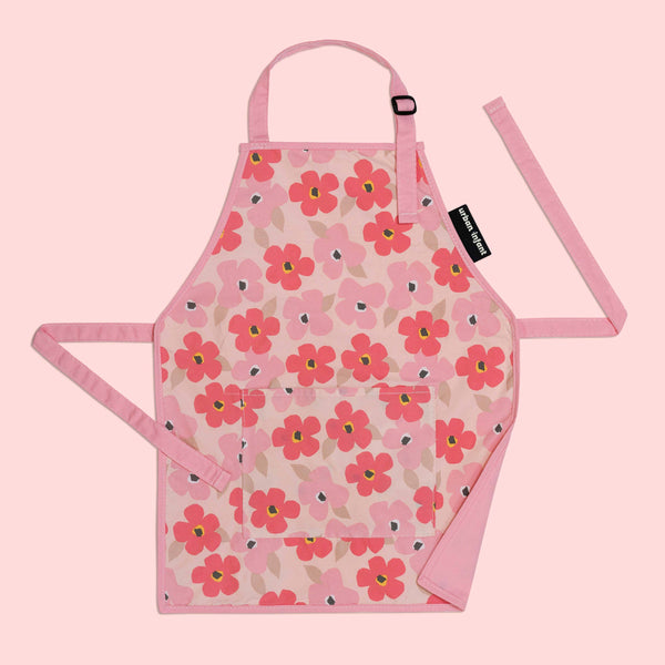 Little Helper Kids Apron, Washable Cotton/Poly - Poppies: SMALL
