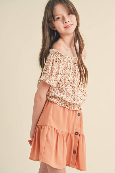 GIRLS PEASANT TOP TIERED SKIRT SET