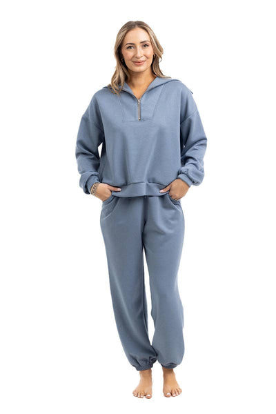 Steel Blue Matching Pants Two-Piece Set Wholesale: Steel Blue