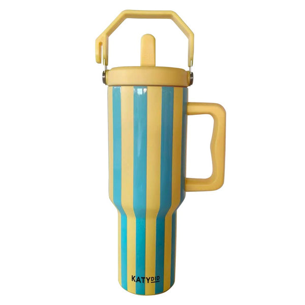 Yellow and Aqua Striped 38 Oz Cabana Jug Tumbler: Yellow and Aqua Stripe
