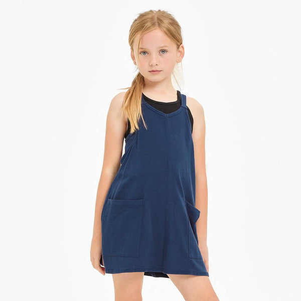 Relaxed Tank Dress with Built-In Romper Lining: Blue Aqua