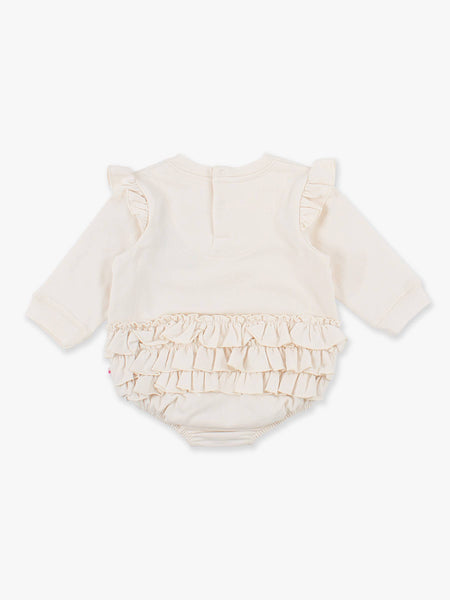 Baby Girls Ivory Sweatshirt Bubble Romper