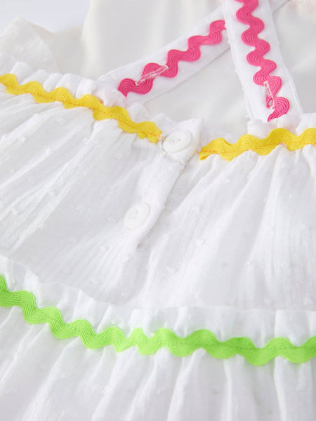 Summer Rainbow Girls Ruffle Strap Dress: