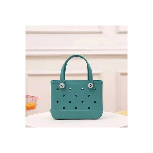 Mini Kid Beach Waterproof Rubber Jelly Tote Bag: GREEN