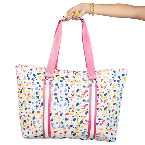 Confetti Print Purse Tote Bag: White