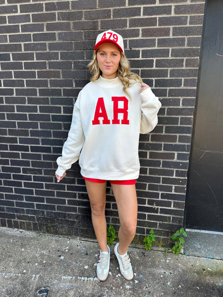 AR Embroidered Mock-Neck Sweatshirt: O/S