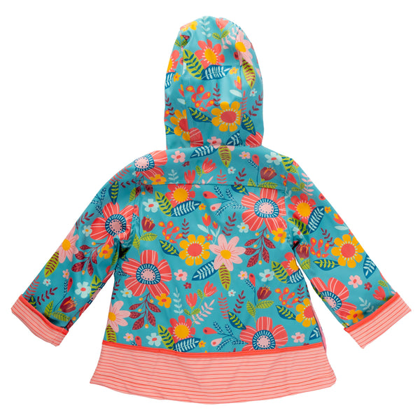 Turquoise Floral Raincoat: