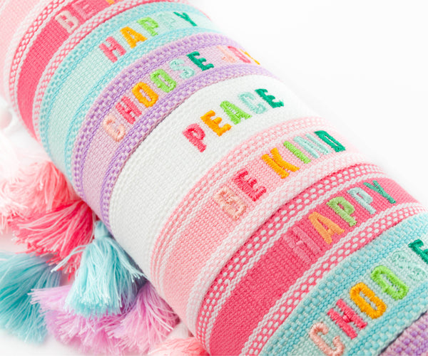 Colorful Embroidered Bracelets: Blush | Be Kind