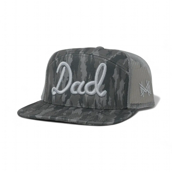 Dad Trucker Hat: 7 Panel Duck Camo/Brown/Duck Camo