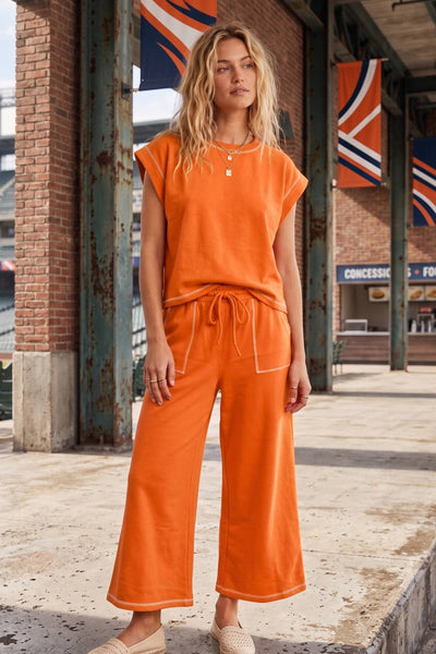 Scuba Contrast Stitch Lounge Set: RED
