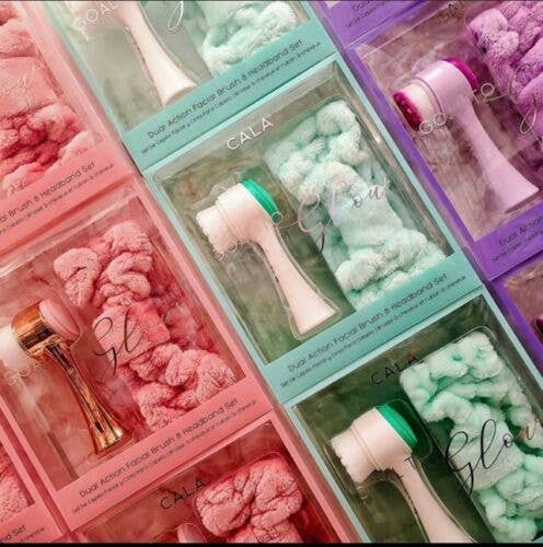 CALA Goal to Glow Dual Action Facial Brush & Headband Set: Mint