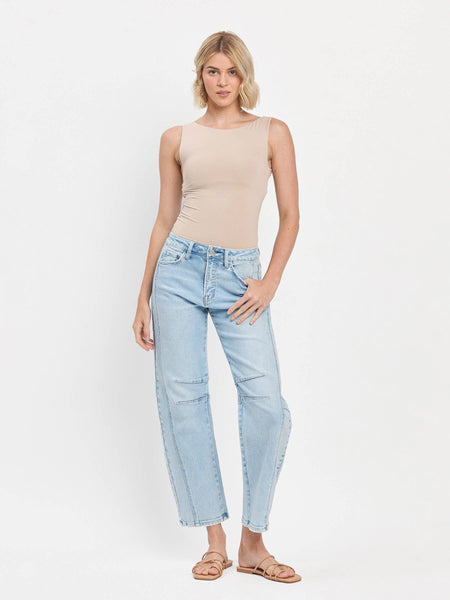 HIGH RISE LIGHT WASH BARREL LEG JEANS F5768LT: NORTHERN LIGHTS