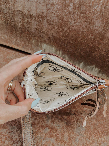Embossed Leather Cowhide Wristlet  4 colors: Turquoise