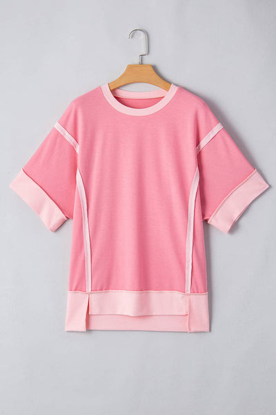 LDC Half Sleeve Raw Seam High Low Side Split Top