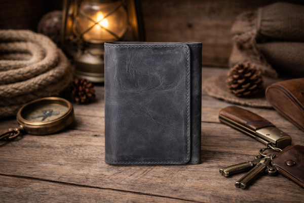 Leather Wallet for Men Handcrafted Distressed Trifold Wallet: Brown