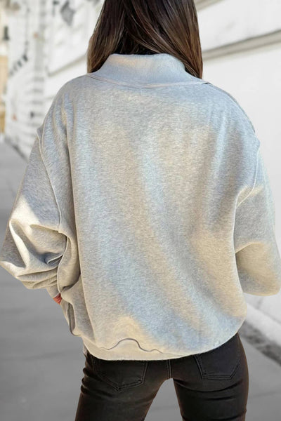 Reversible Oversized Mock Neck Sweatshirt | light grey