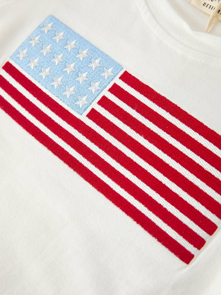 4th of July Flag Applique Boy Top and Shorts Set: 2