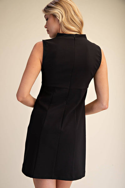 Cowl Neck Draped Sleeveless Mini Dress: Ivory