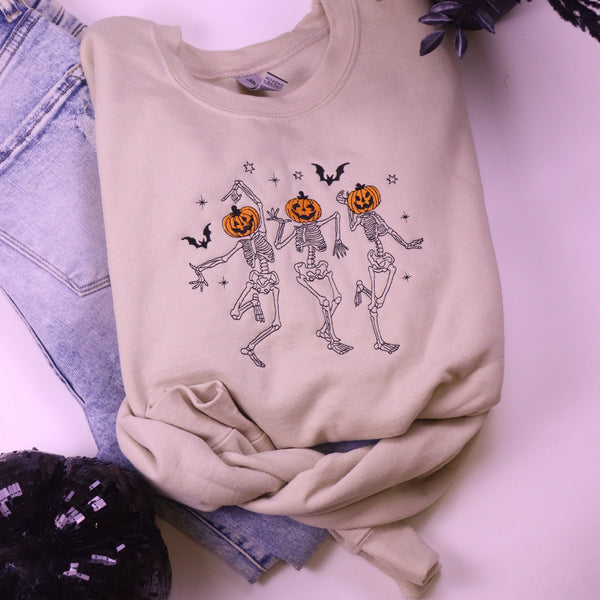 Dancing Skeleton Heads Halloween Sweatshirt: