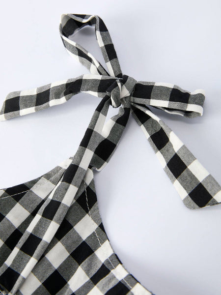 Mommy & Me Plaid Girl Smocked Ruffle Dress: