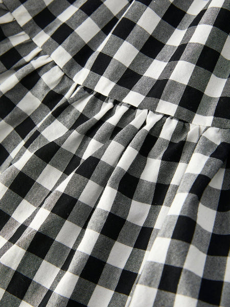 Mommy & Me Plaid Girl Smocked Ruffle Dress: