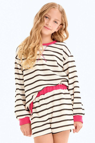 Stripe French Terry Sweatshirt: Off White
