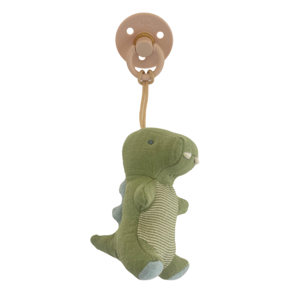 Bitzy Pal Natural Rubber Pacifier & Stuffed Animal: Dino