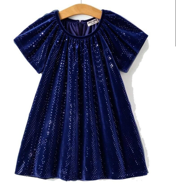 Fall Girls Velvet Sparkle Polka Dot Party Dress: Dusty Rose