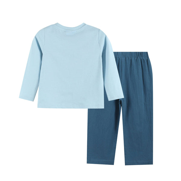 Blue Turkey Smocked Shirt and Pants Set: