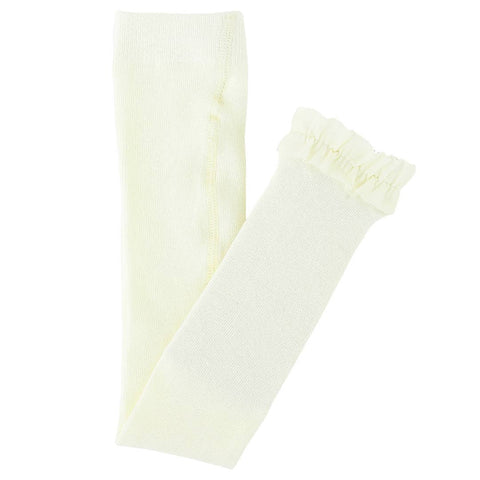 Girls Ivory Footless Ruffle Tights: Off-White