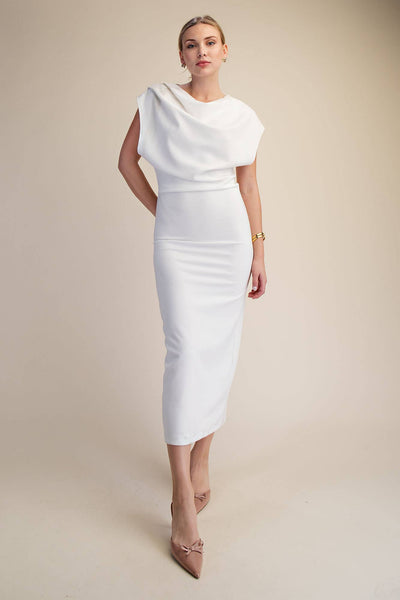 Long Draped Dress: White