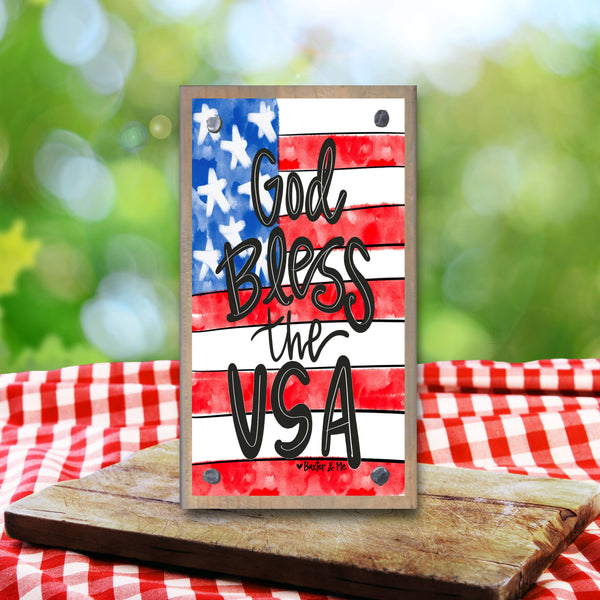 God Bless The USA Driftwood Happy Block