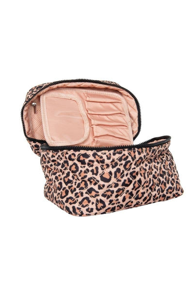 Brown Leopard Travel Cosmetic Bags: Brown