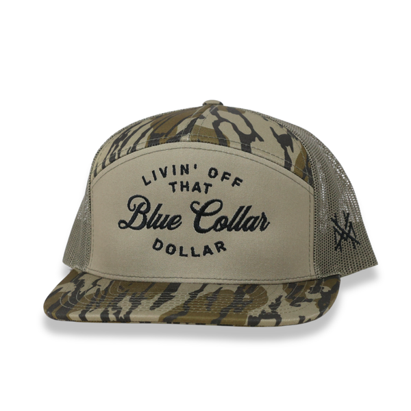 Blue Collar Dollar Trucker Hat: Retro Bottomland/Natural