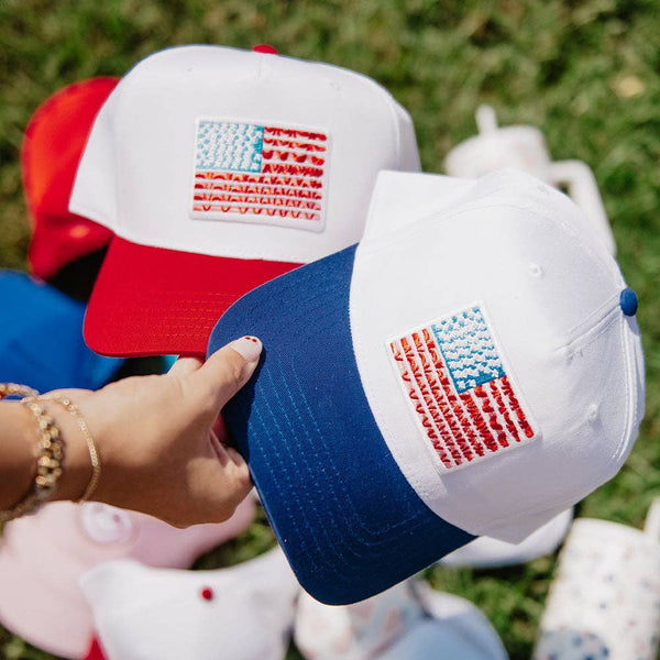 American Flag Wholesale Two-Toned Hat: Blue and White