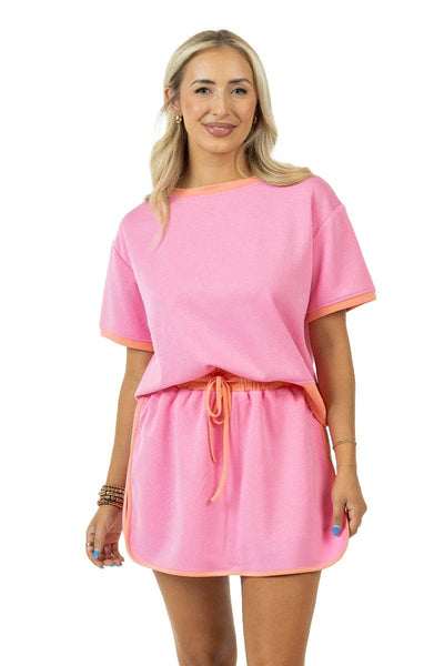 Pink and Orange Skirt and Top Set: