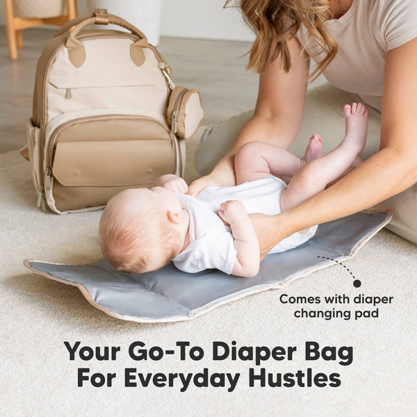 Play Diaper Bag Backpack, Baby Bag with Changing Pad: Latte