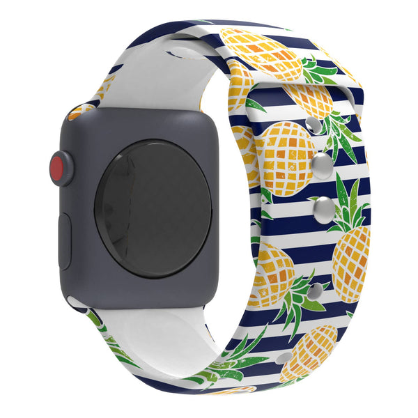 Printed Apple Watch Silicone Band Flowers Pineapple Turtles: Flamingo / 38/40/41mm