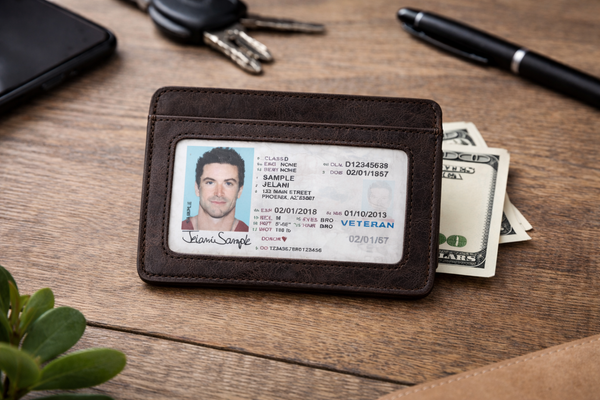 Leather Card Holder with Money Clip Minimalist Pocket wallet: Taupe