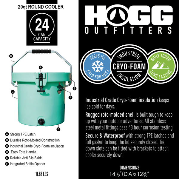 20QT ROUND HOGG COOLERS: NAVY BLUE