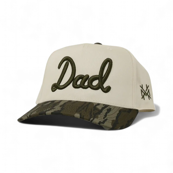 Dad Trucker Hat: 7 Panel Duck Camo/Brown/Duck Camo