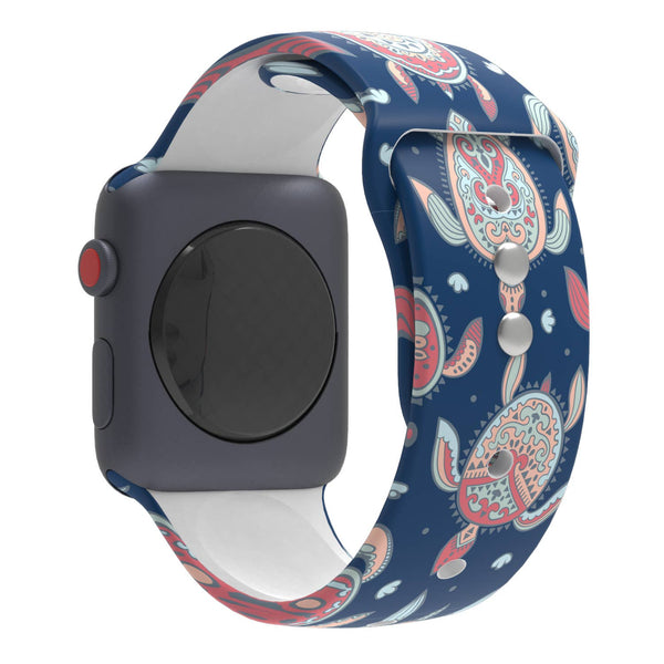 Printed Apple Watch Silicone Band Flowers Pineapple Turtles: Flamingo / 38/40/41mm