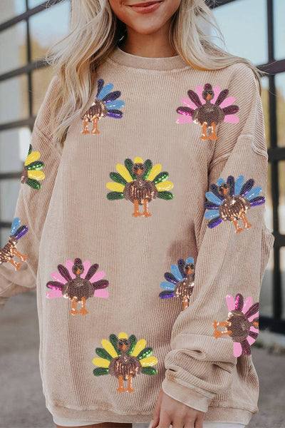 LDC Turkey Graphic Corded Baggy Sweatshirt: Smoke Gray